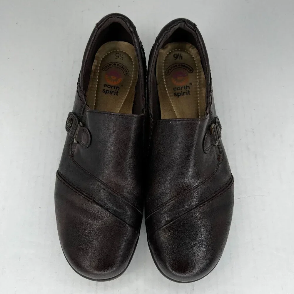 Earth Spirit Womens 25033100 Brown Gelron Cushion Leather Size 9.5 Slip-On Shoes